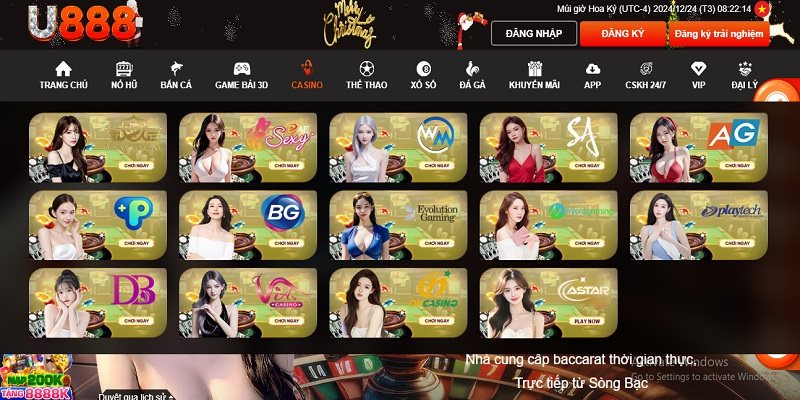 Live casino U888 hợp tác với các nhà cung cấp game lớn nhất hiện nay