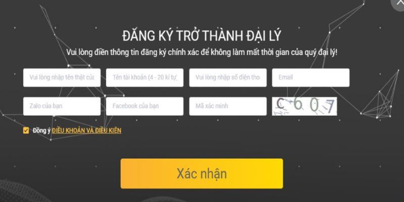 Đăng ký thông tin đơn giản để trở thành đại lý U888